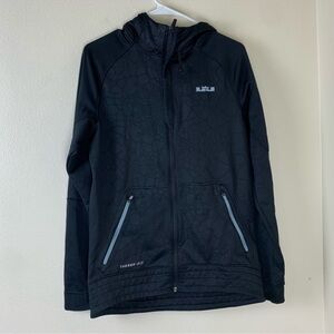 🏀 Vintage Nike LeBron James Therma-FIT Hoodie – Full Zip, Dark Gray, Embossed